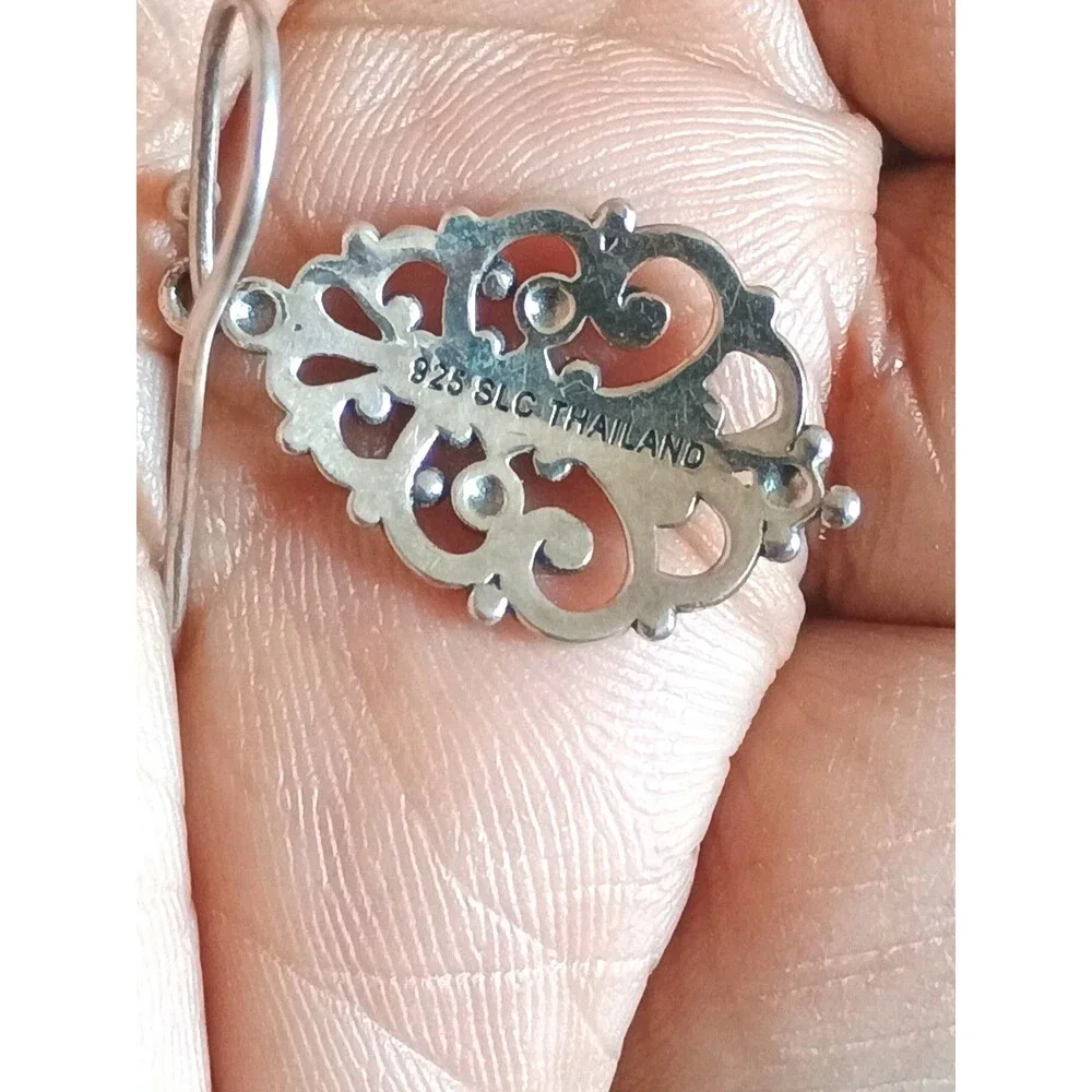 Silver Craft Limited SLC Filagree Marqusite  Sterling Silver Vintage Earrings